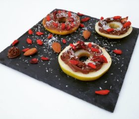 donuts de manzana con praliné de chocolate